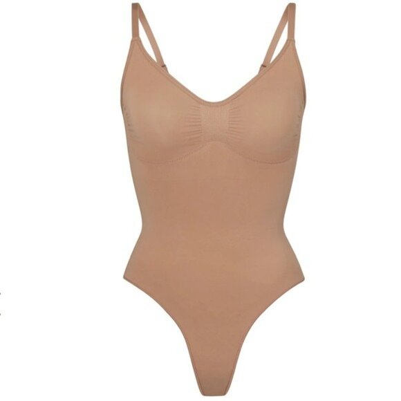 SKIMS Sculpting Scoop Neck Thong Bodysuit Sienna Brown M (US 6-8) NWOT MSRP $70 - Picture 4 of 7